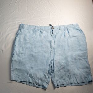 Carribean Shorts Size 52 Mens Blue Linen Bermuda Big & Tall Summer Vacation